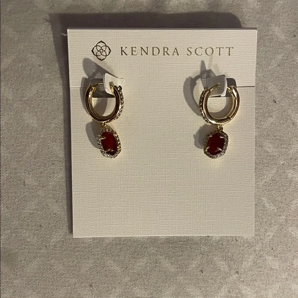 kendra scott daphne gold dark burgundy illusion crystal frame huggie earrings - Picture 2 of 3